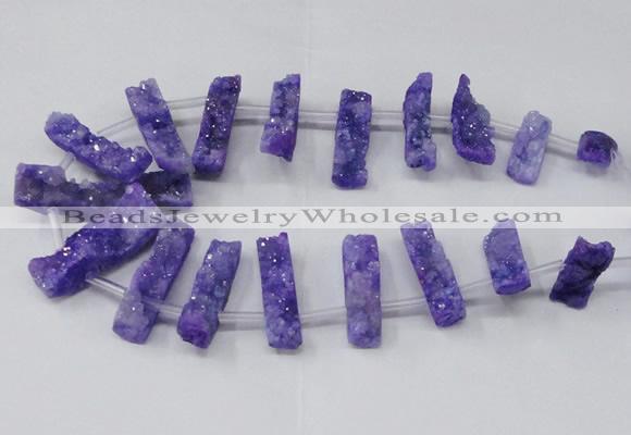 CTD1650 Top drilled 10*20mm - 15*40mm freeform druzy agate beads