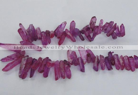 CTD1700 Top drilled 8*15mm - 11*35mm sticks dyed white crystal beads