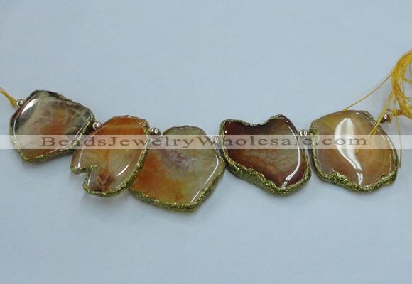 CTD1738 Top drilled 25*35mm - 35*50mm freeform agate slab beads