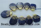 CTD1965 Top drilled 25*35mm - 35*45mm freeform lapis lazuli beads