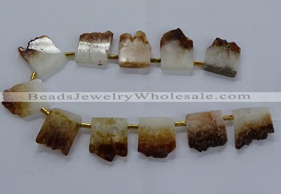 CTD1994 Top drilled 25*30mm - 30*35mm freeform druzy citrine beads