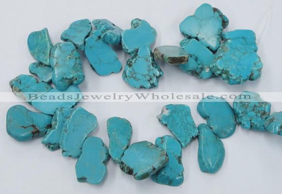 CTD2014 Top drilled 20*25mm - 30*35mm freeform turquoise beads