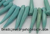 CTD2037 Top drilled 5*15mm - 6*40mm sticks turquoise beads