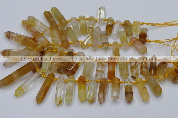 CTD2111 Top drilled 10*25mm - 12*45mm sticks yellow quartz beads