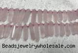 CTD2114 Top drilled 10*25mm - 12*45mm sticks rose quartz beads