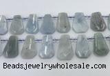 CTD2268 Top drilled 16*28mm - 20*30mm faceted freeform aquamarine beads