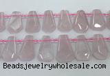 CTD2271 Top drilled 16*28mm - 20*30mm faceted freeform rose quartz beads