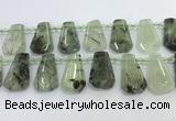 CTD2273 16*28mm - 20*30mm faceted freeform green rutilated quartz beads