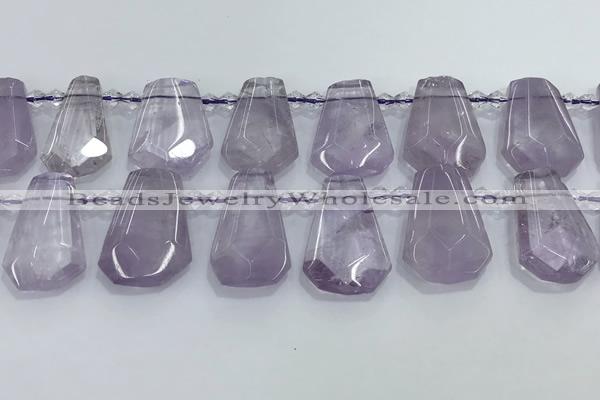 CTD2355 Top drilled 16*18mm - 20*30mm faceted freeform amethyst beads