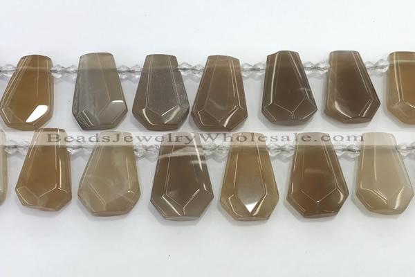 CTD2363 Top drilled 16*18mm - 20*30mm faceted freeform moonstone beads