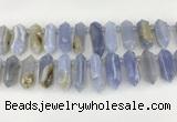 CTD2390 Top drilled 13*30mm - 14*42mm sticks blue chalcedony beads