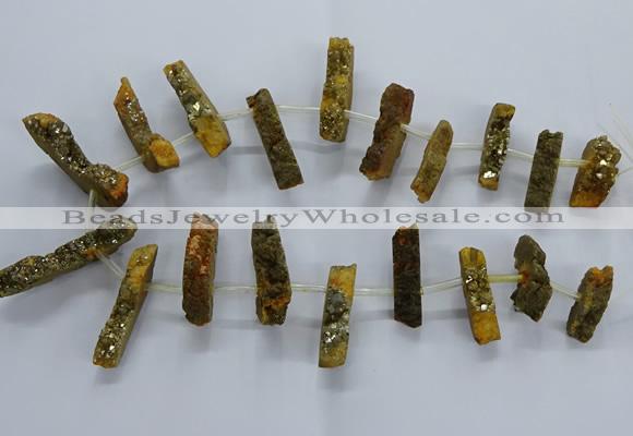 CTD2578 Top drilled 10*30mm - 10*50mm sticks plated druzy agate beads