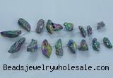 CTD2633 Top drilled 10*25mm - 20*45mm nuggets plated druzy quartz beads