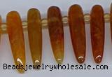 CTD2724 Top drilled 8*35mm bullet agate gemstone beads wholesale