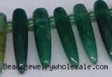 CTD2728 Top drilled 8*35mm bullet agate gemstone beads wholesale