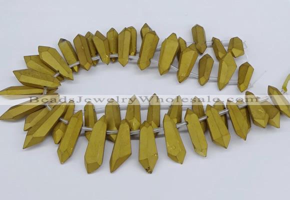 CTD2853 Top drilled 10*20mm - 15*50mm sticks plated quartz beads