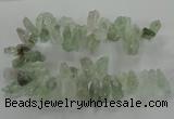 CTD2887 Top drilled 15*30mm - 18*40mm sticks green quartz beads