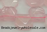 CTD314 Top drilled 15*18mm - 18*20mm faceted freeform rose quartz beads