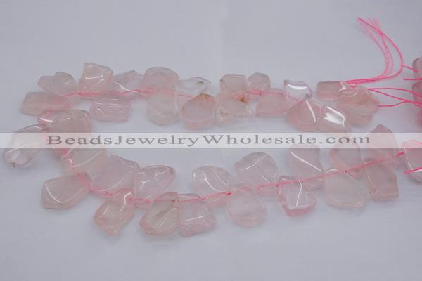 CTD320 Top drilled 15*20mm - 20*25mm freeform rose quartz beads