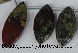 CTD33 Top drilled 10*24mm – 17*40mm marquise dragon blood jasper beads