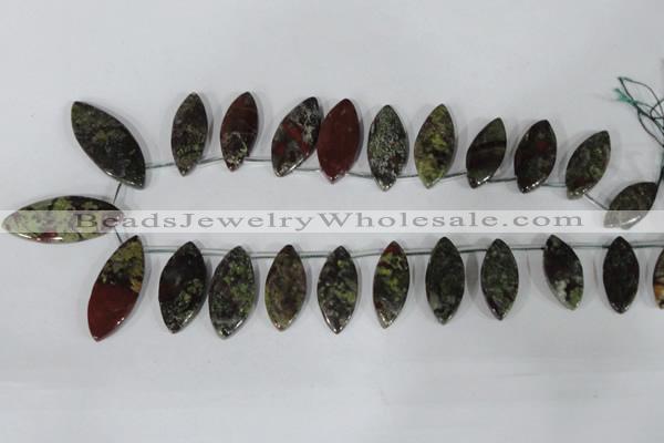 CTD33 Top drilled 10*24mm – 17*40mm marquise dragon blood jasper beads