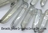 CTD3577 Top drilled 6*20mm - 8*45mm sticks plated white crystal beads