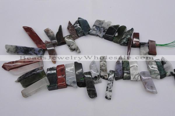 CTD359 Top drilled 10*25mm - 10*50mm wand Indian agate beads