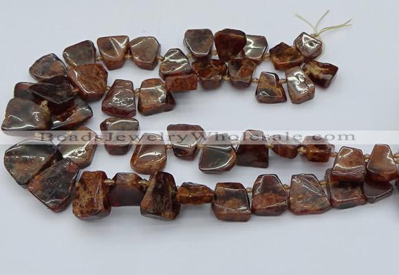 CTD3596 Top drilled 15*20mm - 25*30mm freeform orange garnet beads