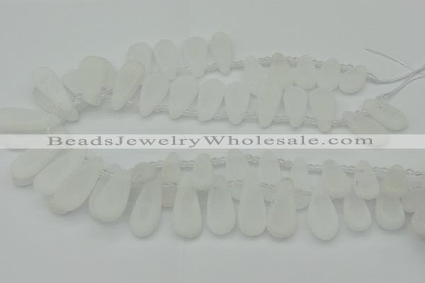 CTD3645 Top drilled 10*20mm - 15*45mm freeform matte white crystal beads