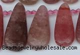 CTD3650 Top drilled 10*20mm - 15*45mm freeform strawberry quartz beads