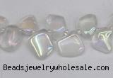 CTD3671 Top drilled 5*8mm - 10*14mm freeform plated white crystal beads