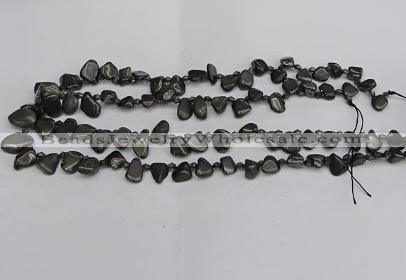 CTD3677 Top drilled 5*8mm - 10*14mm freeform plated white crystal beads