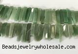 CTD3736 Top drilled 8*20mm - 10*50mm sticks green aventurine beads