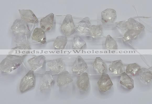 CTD3750 Top drilled 15*20mm - 25*30mm faceted nuggets white crystal beads