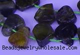 CTD3873 Top drilled 12*16mm - 15*20mm freeform green garnet beads