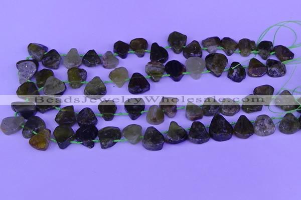 CTD3873 Top drilled 12*16mm - 15*20mm freeform green garnet beads