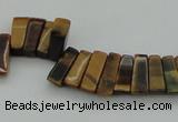 CTD402 Top drilled 4*15mm - 6*20mm sticks yellow tiger eye beads