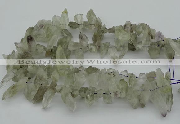 CTD415 Top drilled 8*25mm - 12*40mm nuggets green quartz beads