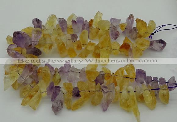 CTD419 Top drilled 10*20mm - 15*35mm nuggets amethyst & citrine beads