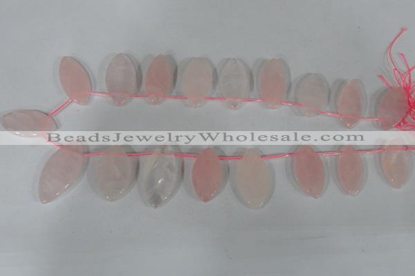 CTD47 Top drilled 12*23mm – 18*50mm marquise rose quartz beads