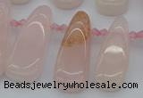 CTD476 Top drilled 12*25mm - 15*45mm freeform rose quartz beads