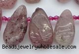 CTD484 Top drilled 10*22mm - 15*45mm freeform strawberry quartz beads