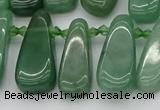 CTD488 Top drilled 10*22mm - 15*45mm freeform green aventurine beads