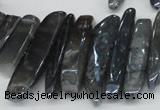 CTD530 Top drilled 10*25mm - 10*60mm wand plated agate beads