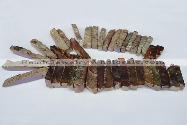 CTD534 Top drilled 10*30mm - 10*65mm wand plated agate beads