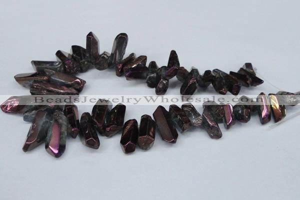 CTD545 Top drilled 10*20mm - 12*30mm nuggets plated quartz beads