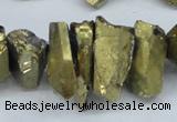 CTD549 Top drilled 12*20mm - 12*25mm nuggets plated quartz beads