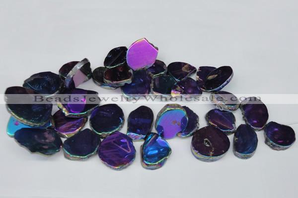 CTD575 Top drilled 20*30mm - 30*45mm freeform plated agate beads