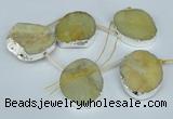 CTD768 30*35mm - 35*45mm freeform agate beads with brass setting