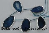 CTD775 30*45mm - 35*50mm freeform agate beads with brass setting